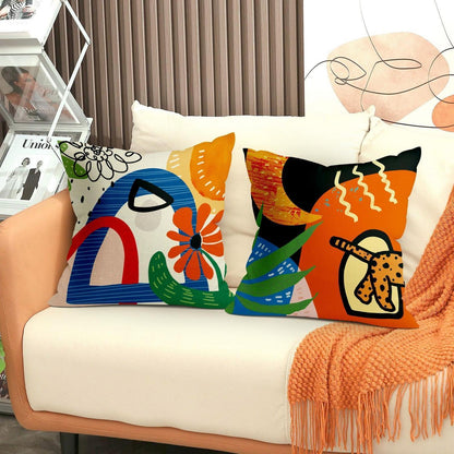 4er Set Kissenbezüge 40x40 Boho Geometrisch Blumenmuster