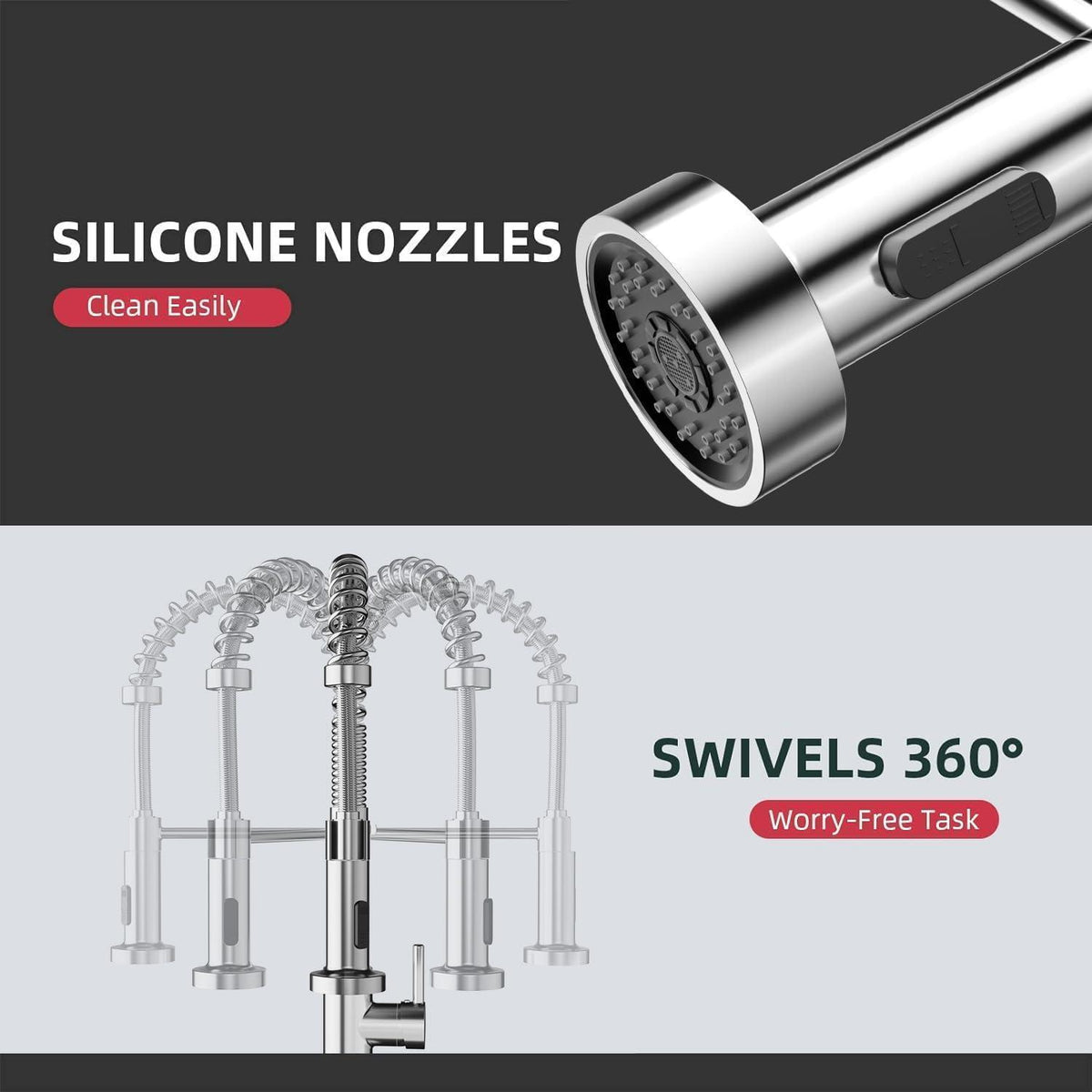 Küchenarmatur Chrom 360° Schwenkbar Pull-Down Wasserhahn