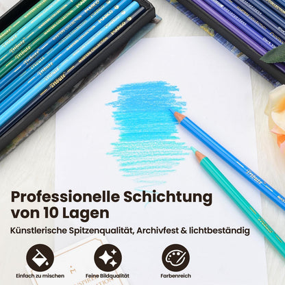 80-Farben Ölfarbstifte Set für Künstler & Ausmalbilder