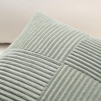 Cord Kissenbezug 40x60 cm, Hellgrau, 2er Set, Streifenmuster