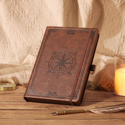 A5 Blanko Notizbuch in Lederoptik Hardcover – Braun