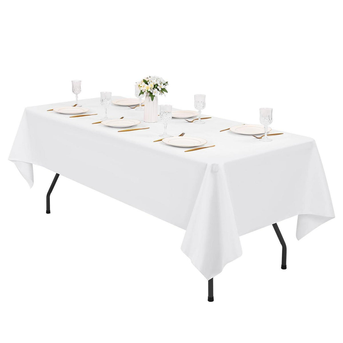 Weiße Tischdecke Rechteckig 153x260cm – Waschbar & Vielseitig