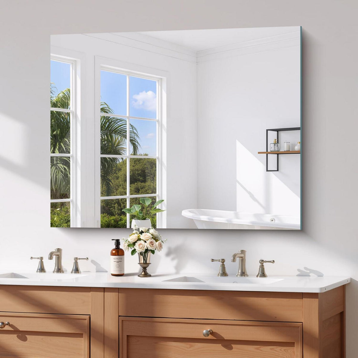 Rahmenloser Wandspiegel 100x75 cm – Badezimmer Spiegel mit Explosionsschutz