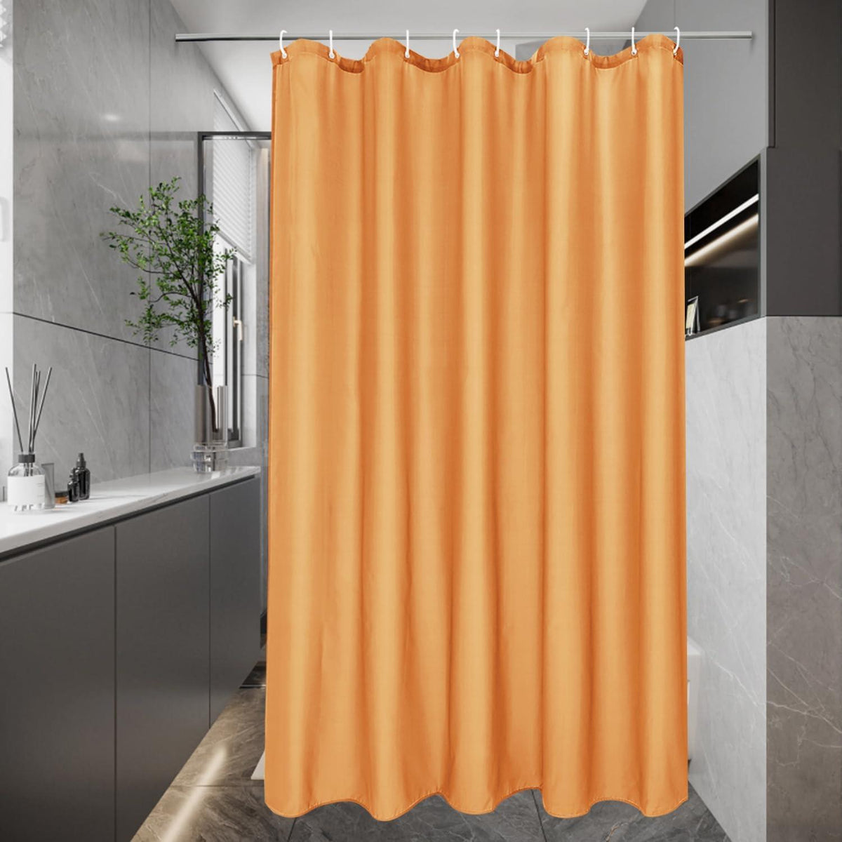Duschvorhang Stoff 120x200 cm, Orange, Wasserdicht & Waschbar