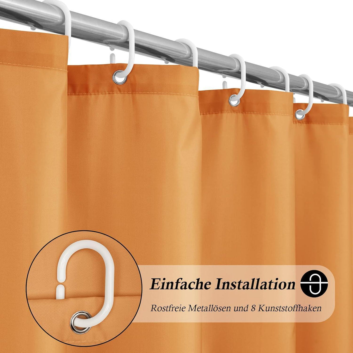 Duschvorhang Stoff 120x200 cm, Orange, Wasserdicht & Waschbar