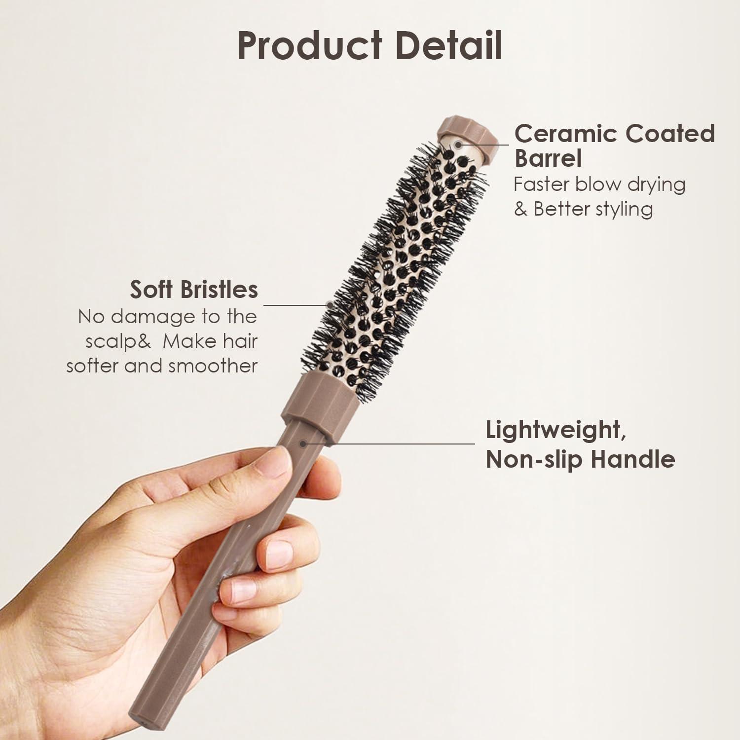 3-teiliges Rundbürsten Set weiche Naturborsten für Haarstyling