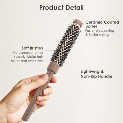 3-teiliges Rundbürsten Set weiche Naturborsten für Haarstyling