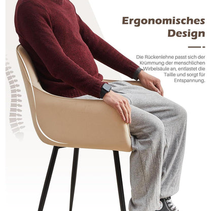 Beige Samt Esszimmerstühle 2er Set mit Armlehne