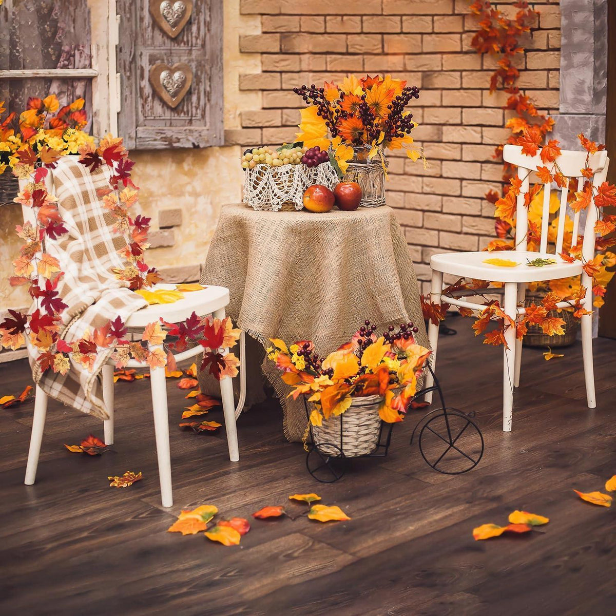 Herbstgirlande Ahornblätter 175cm - 2er Set für Tür & Deko