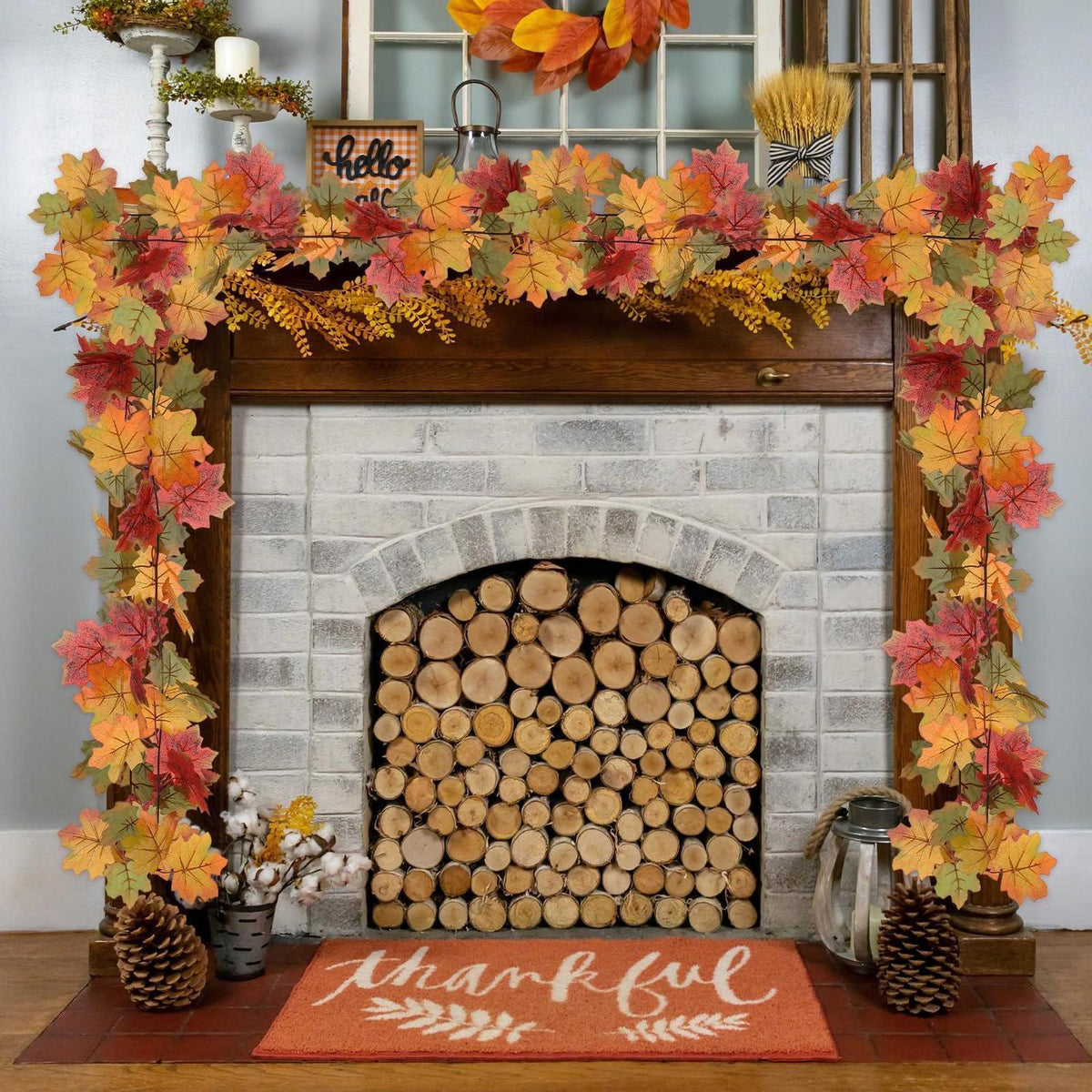 Herbstgirlande Ahornblätter 175cm - 2er Set für Tür & Deko