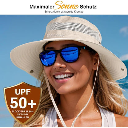 Faltbarer Sonnenhut Damen & Herren UV-Schutz 50 – Beige