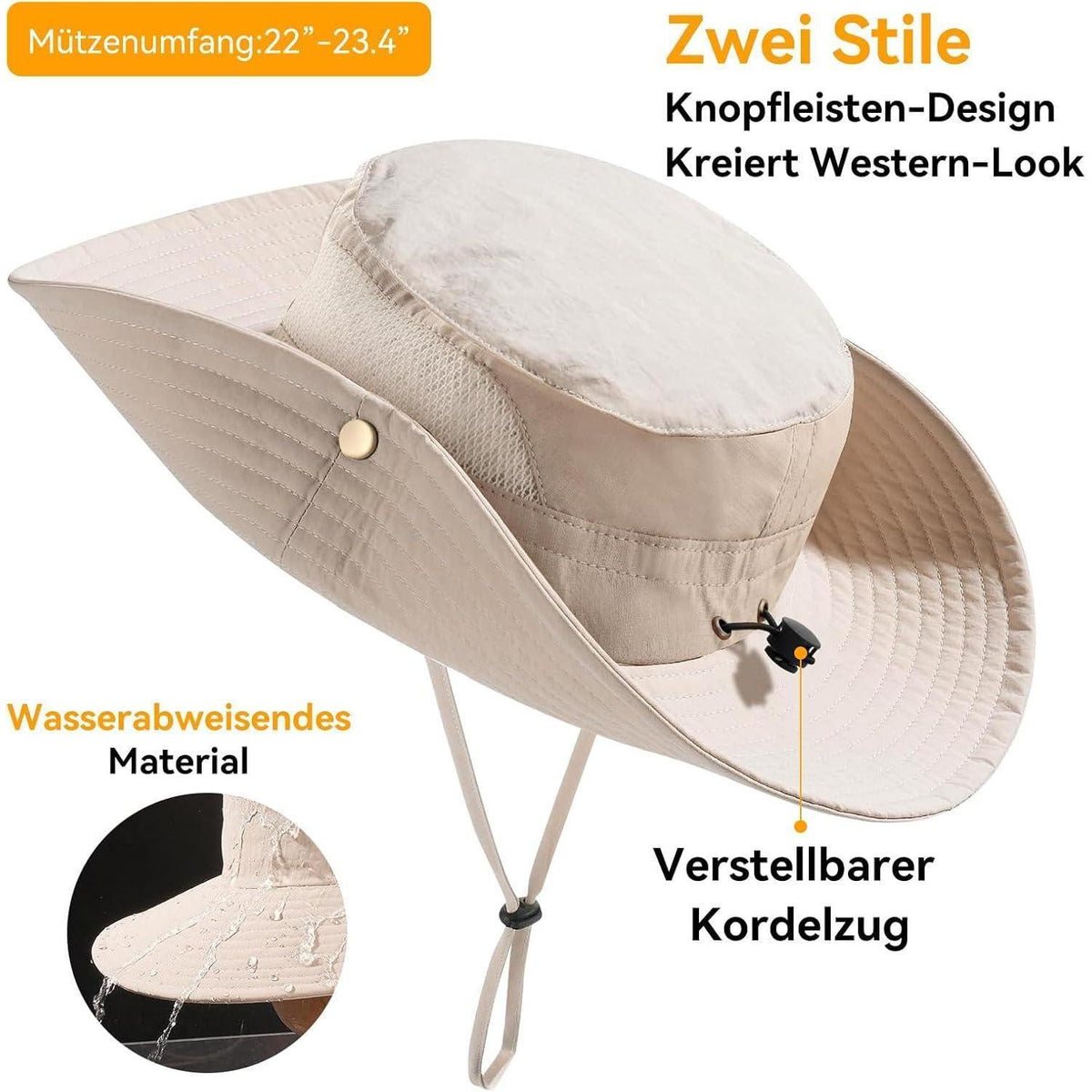 Faltbarer Sonnenhut Damen & Herren UV-Schutz 50 – Beige
