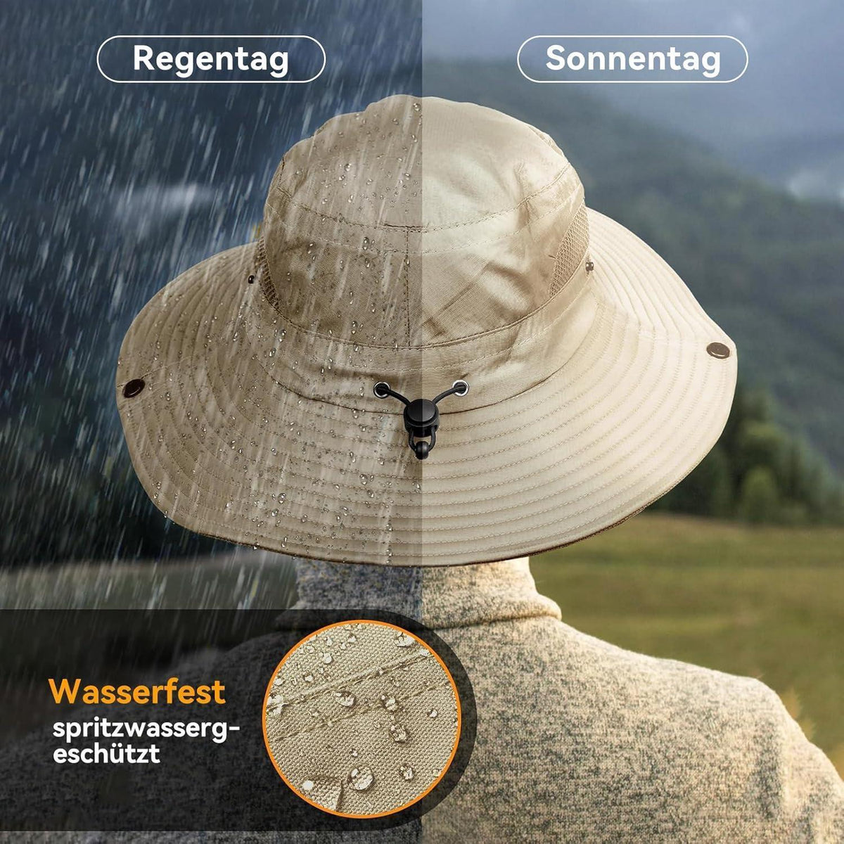 Faltbarer Sonnenhut Damen & Herren UV-Schutz 50 – Beige