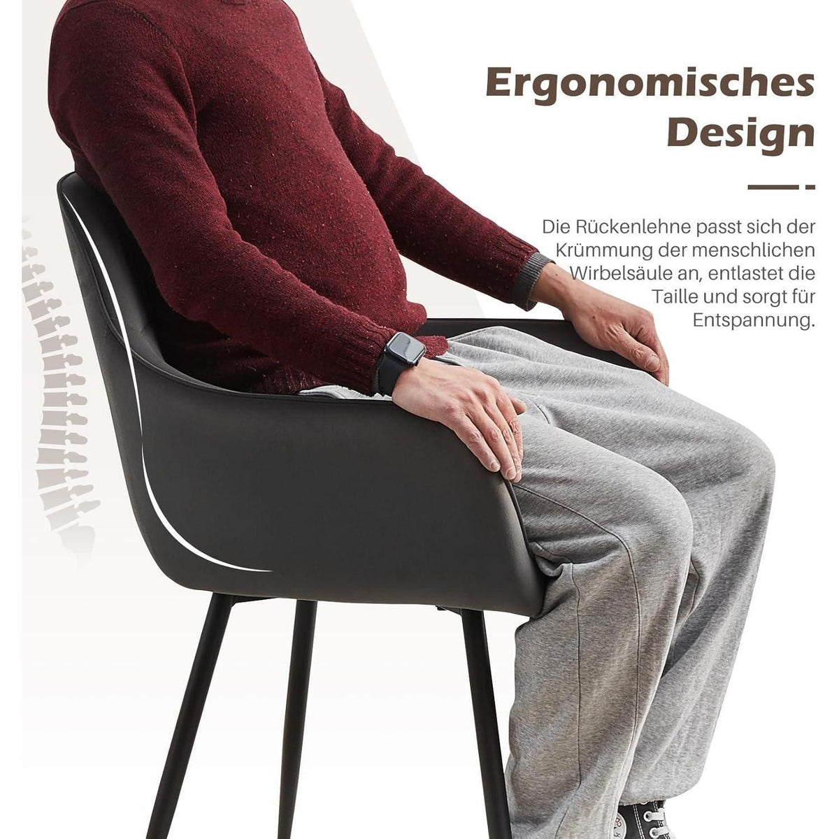 Esszimmerstühle 6er-Set Grau Samt mit Armlehne & Metallgestell