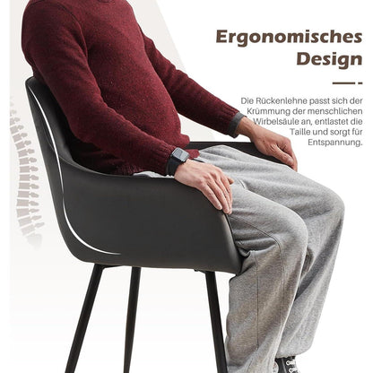 Esszimmerstühle 6er-Set Grau Samt mit Armlehne & Metallgestell