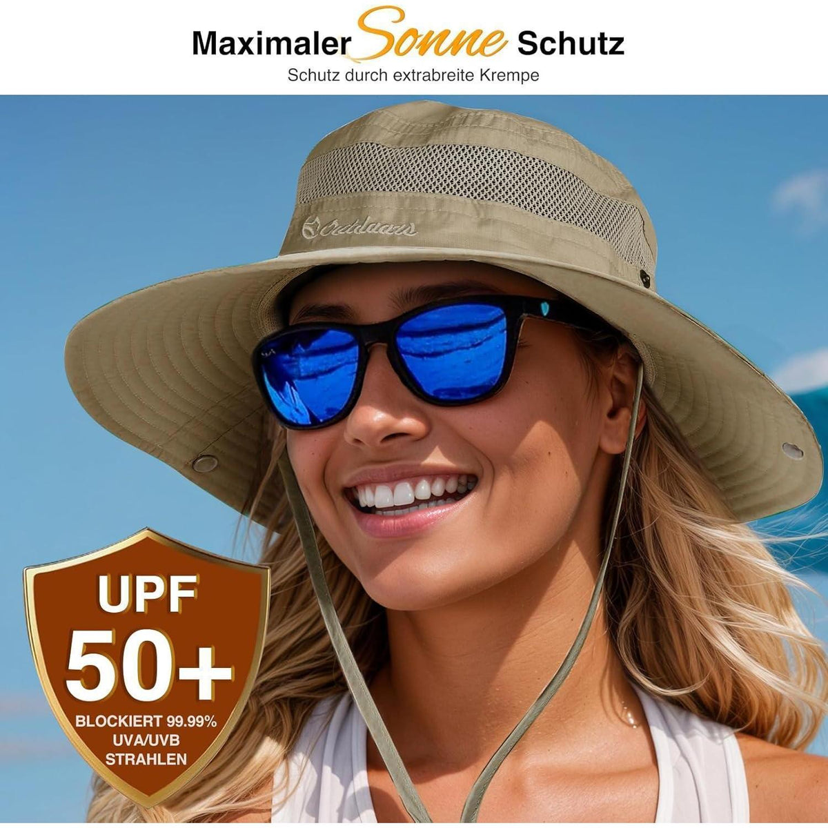 Faltbarer Sonnenhut Damen & Herren UV-Schutz 50 – Khaki