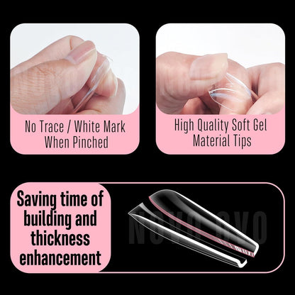 Extra dicke Coffin Nails L Natural – 450 Stück für perfekte Passform
