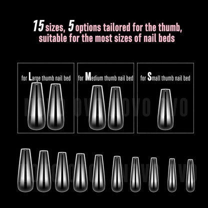 Extra dicke Coffin Nails L Natural – 450 Stück für perfekte Passform