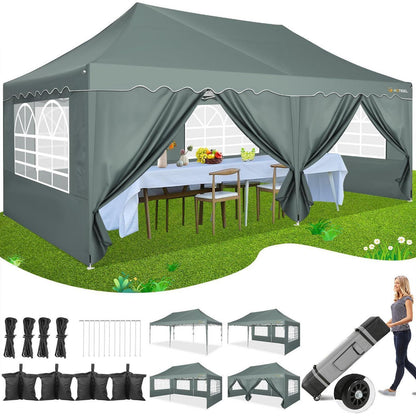 Faltpavillon 3x6 mit 6 Seitenwänden – Wasserdicht & Stabil