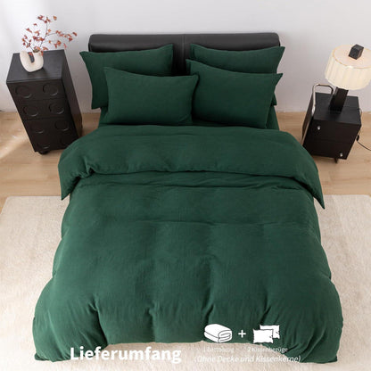 Doppelte Muslin Bettwäsche Dunkelgrün 220x240 cm - 3-teilig