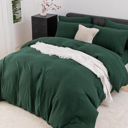 Doppelte Muslin Bettwäsche Dunkelgrün 200x220 cm - 3-teilig
