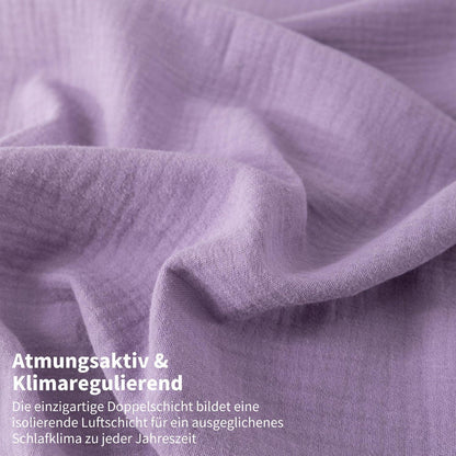 Doppelte Muslin Bettwäsche Lila Grau 220x240 cm - 3-teilig