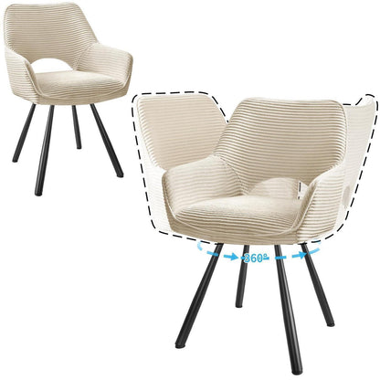 360° Drehbarer Esszimmerstuhl mit Armlehnen, Beige
