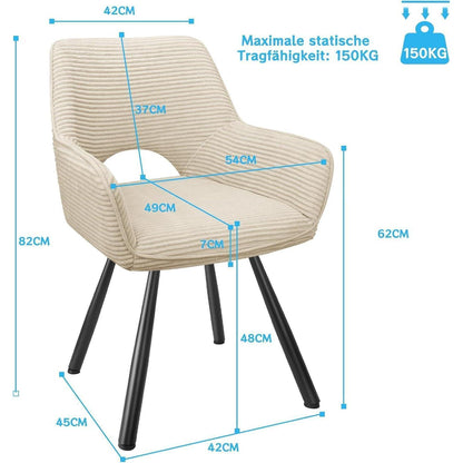 360° Drehbarer Esszimmerstuhl mit Armlehnen, Beige