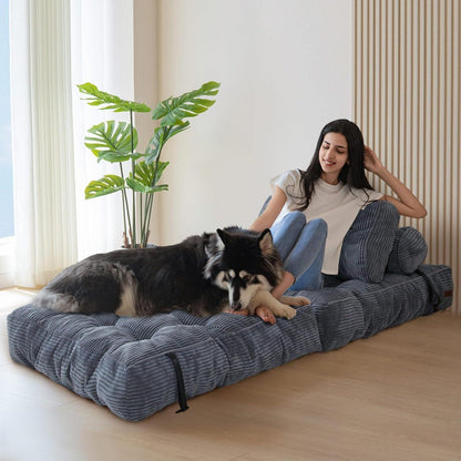 Faltbares Schlafsofa mit Kissen – Komfortables Bodensofa Grau