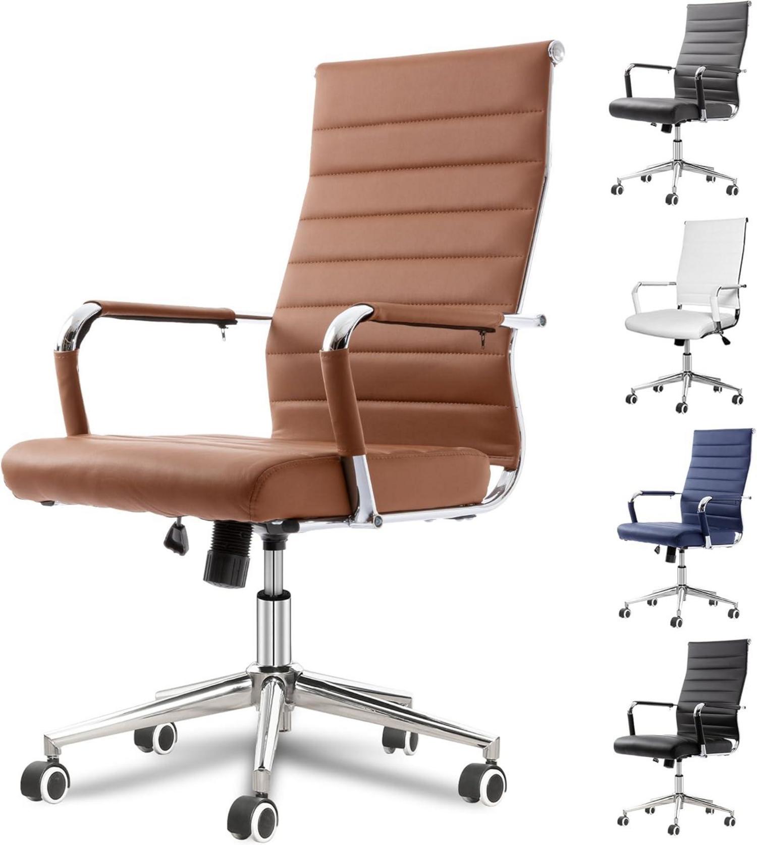 Bürostuhl mit Wippfunktion und Lendenwirbelstütze, braun