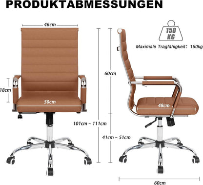 Bürostuhl mit Wippfunktion und Lendenwirbelstütze, braun