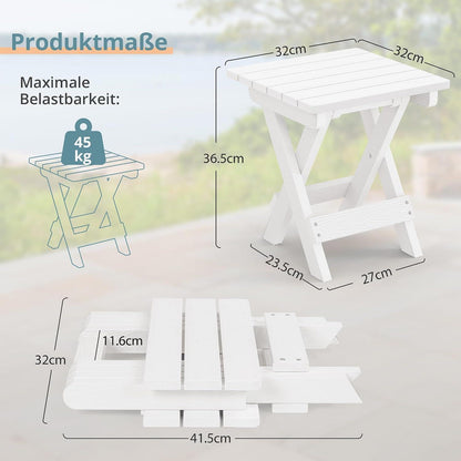 Klappbarer Beistelltisch Outdoor – Wetterfest & Stabil 32x32x36cm
