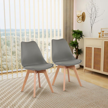 Skandinavischer Esszimmerstuhl Retro Grau – 4er Set mit Polsterung