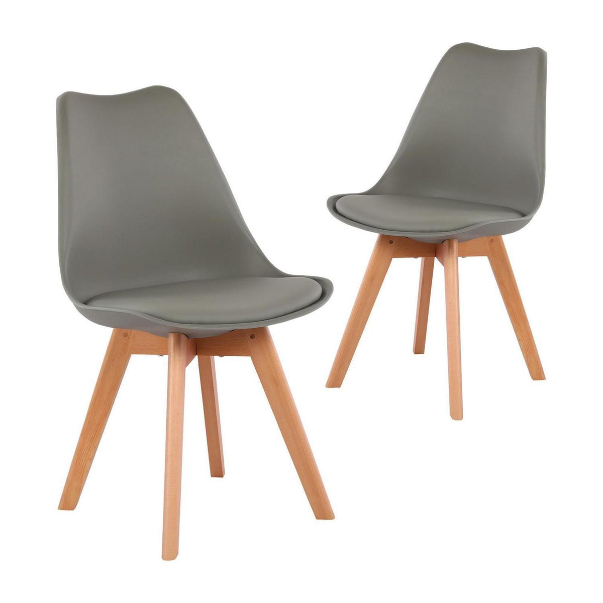 Skandinavischer Esszimmerstuhl Retro Grau - 2er Set mit Polsterung