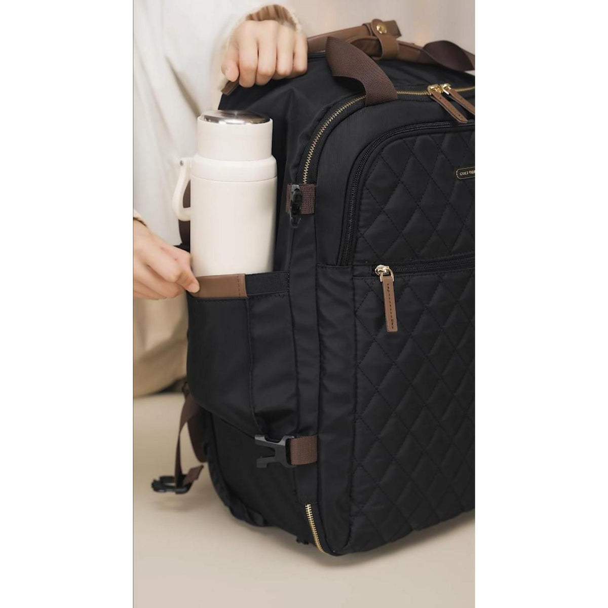 Rollrucksack 33L Wasserdicht 17 Zoll Laptop Business Reiserucksack Schwarz