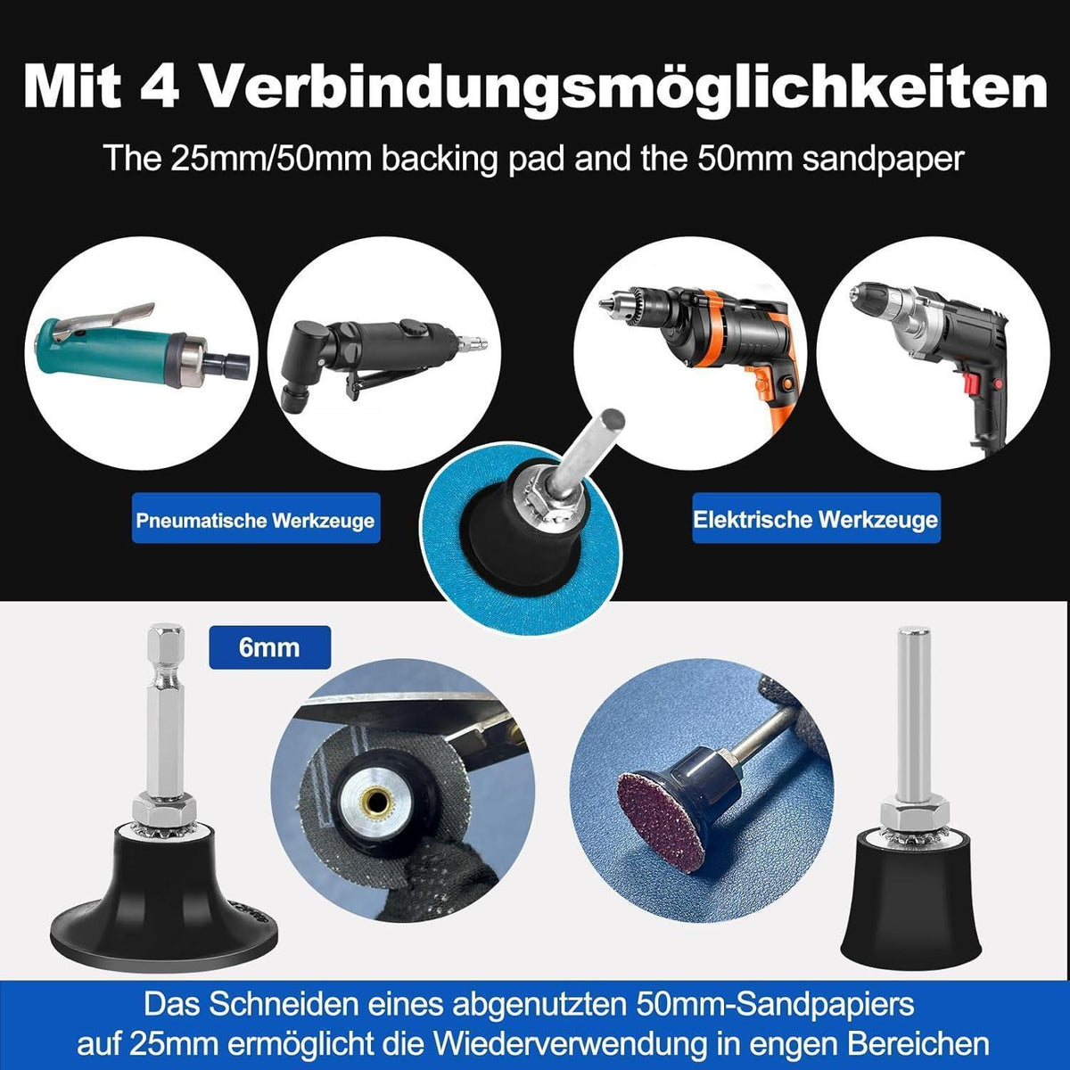 CSD Schleifscheiben Set 136tlg. 50mm Schnellwechsel für Druckluftschleifer