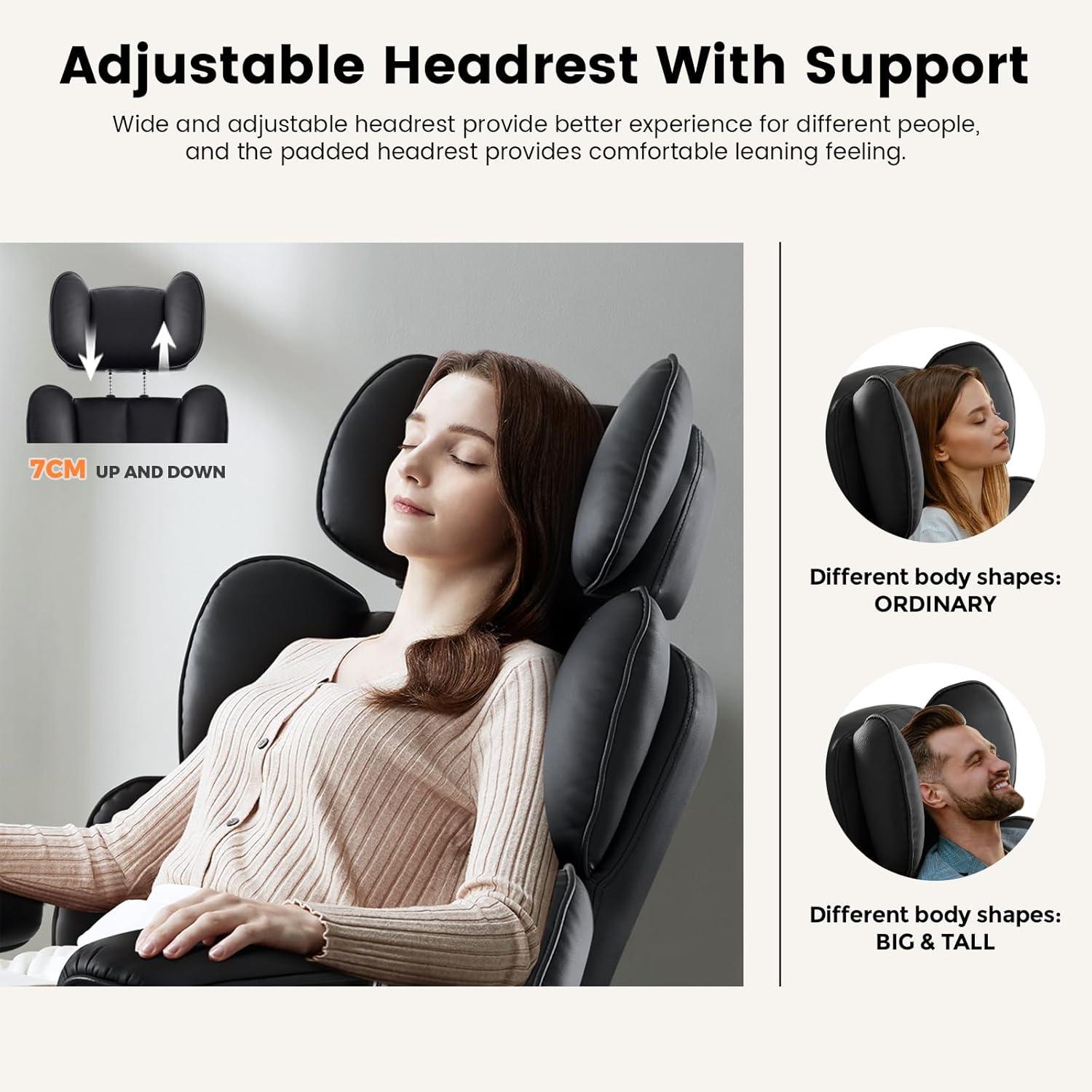 Ergonomischer Bürostuhl mit Fußstütze, Lendenwirbelstütze, PU Leder, 180KG
