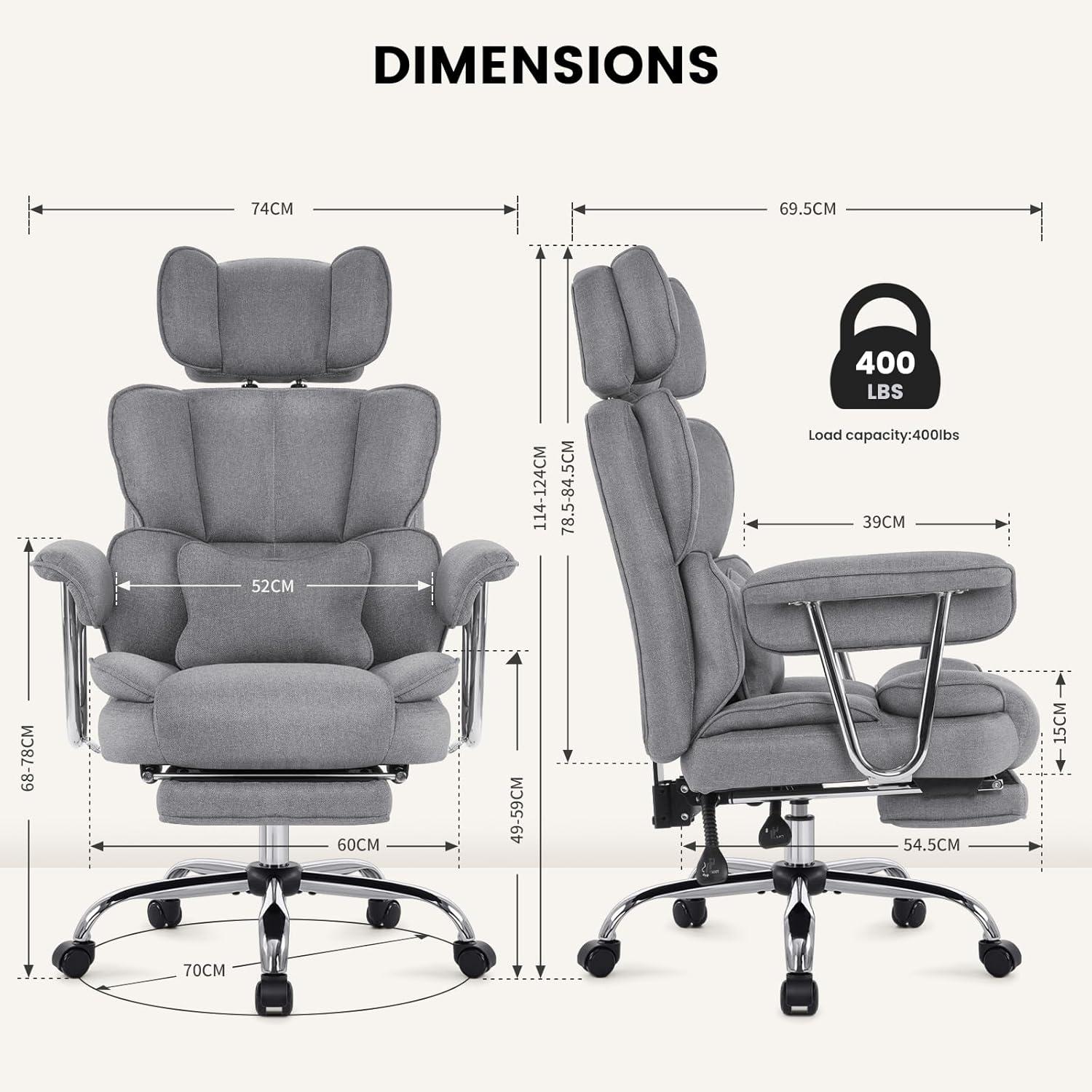 Ergonomischer Bürostuhl mit Fußstütze, Lendenwirbelstütze und
