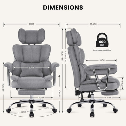 Ergonomischer Bürostuhl mit Fußstütze, Lendenwirbelstütze und