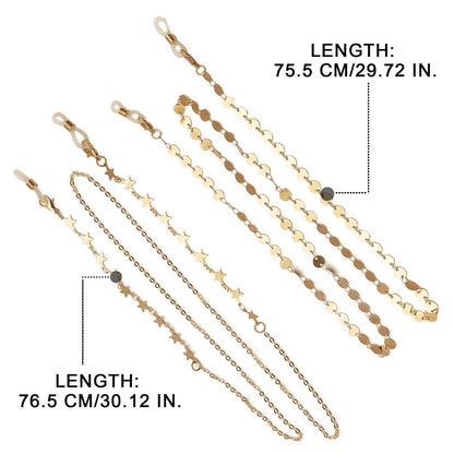 2x Brillenkette Damen Gold Sterne Pailletten Brillenband