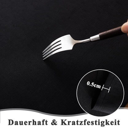 Runde Tischdecke Schwarz Leinenoptik Ø100cm Wasserabweisend