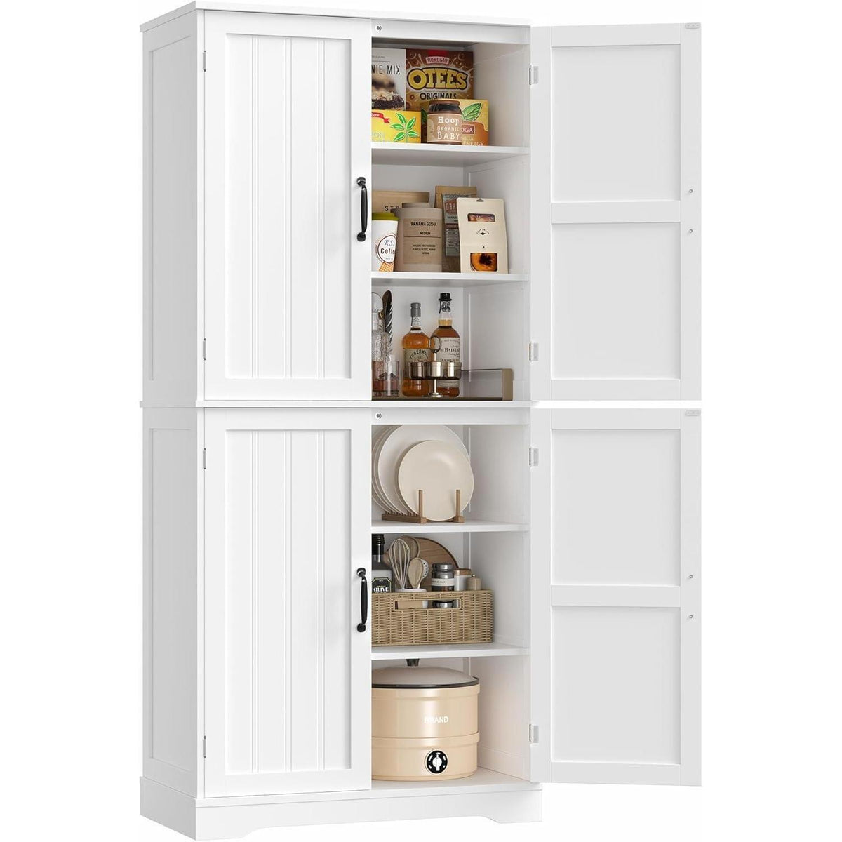 180 cm Küchenschrank mit 4 Türen – Weißes Buffetschrank & Esszimmermöbel