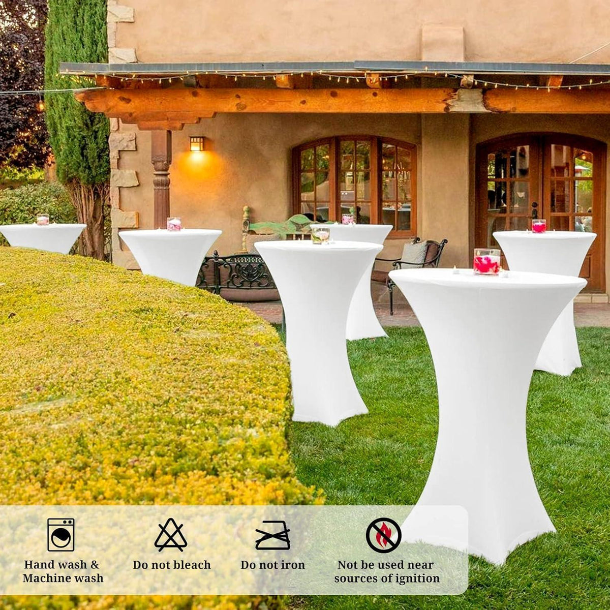 10er-Set Stehtisch Husse für Bistrotisch Ø 70-75 cm Weiß