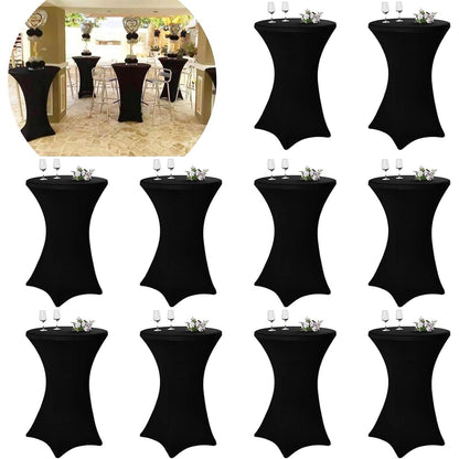 10er-Set Stehtischhusse Stretch für Bistrotisch Ø 70-75 cm Schwarz