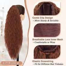 76cm Lockige Wellige Auburn Ponytail Extension mit