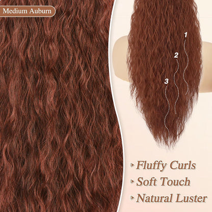 Lockige Wellige Auburn Ponytail Extension 76cm Hitzebeständig