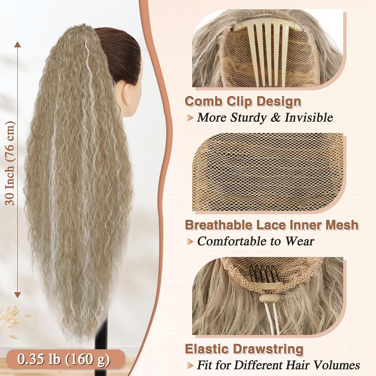 BARSDAR Lange Blonde Wellige Ponytail Extension
