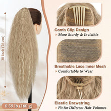 Lockiger Pferdeschwanz Haarteil 76cm Clip Extension Blond