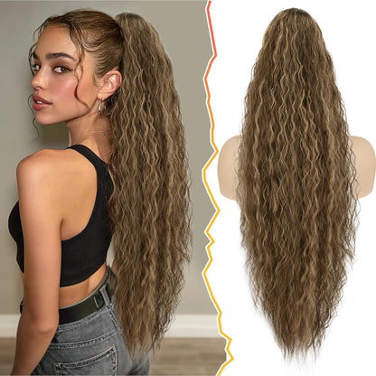 76cm Lange Synthetische Highlight Ponytail Extension Schokoladenbraun
