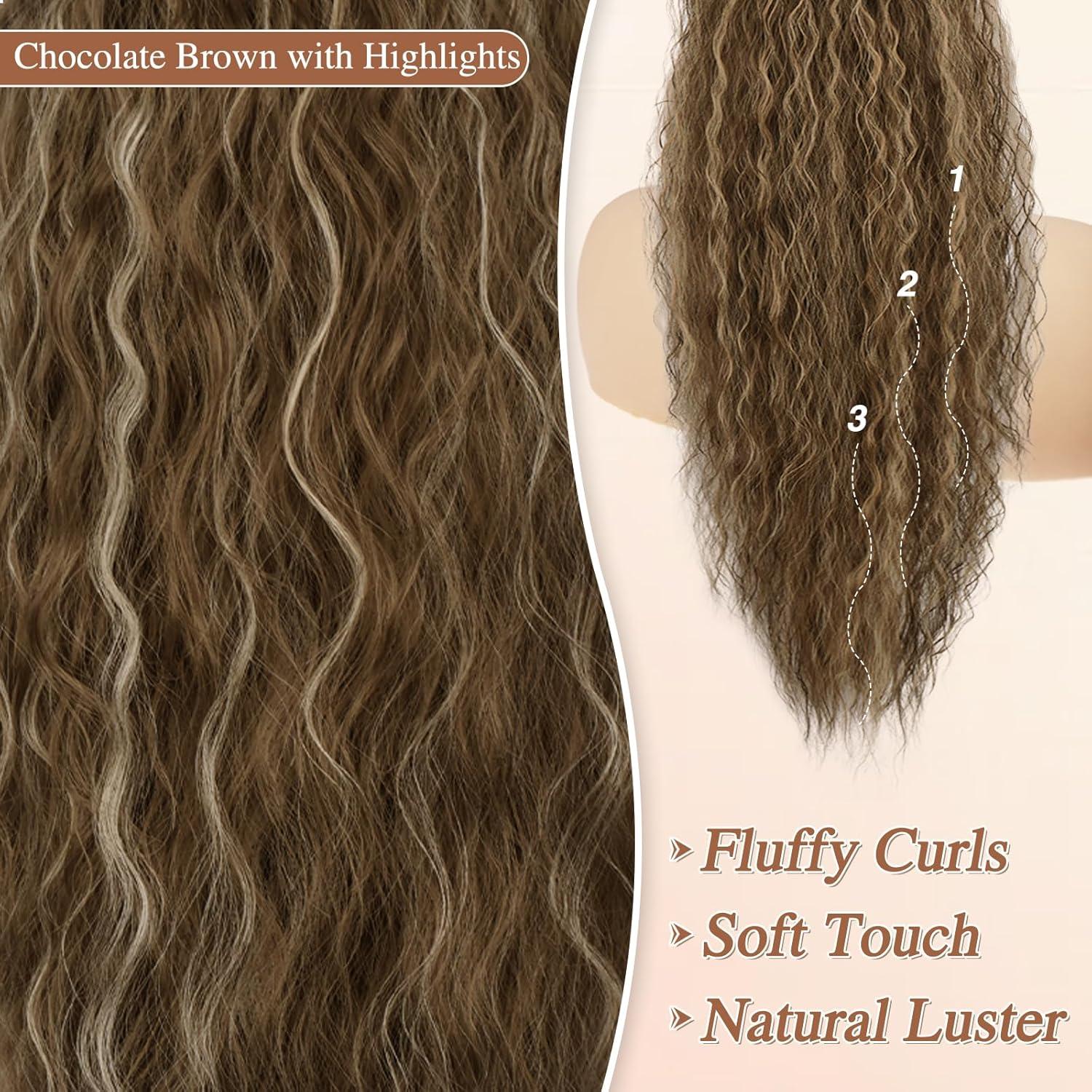 76cm Lange Synthetische Highlight Ponytail Extension Schokoladenbraun